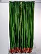 2 Sap Green Art Silk Sari Curtains Drapes with Ruby Red Border 96"