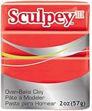 Polyform Sculpey III Polymer Clay, 2-Ounce, Red Hot Red