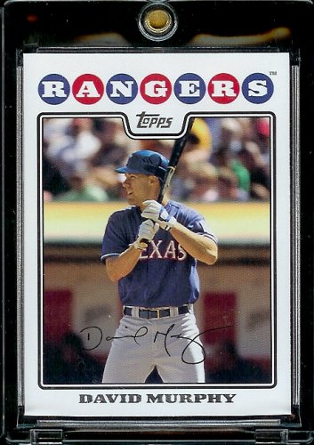 2008 Topps Baseball Cards # 254 David Murphy - Texas Rangers - MLB Baseball Trading Card in a Protective Screw Down Display Case
