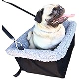 Devoted Doggy Metal Frame Construction Pet Booster Seat with Zipper Storage Pocket, Black/Grey