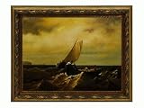 Art Reproduction Oil Painting - Fishing Boats on Bay of Fundy with Autumn Flourish Frame - Leaf Pattern in Antique Gold - 40" X 50" - Hand Painted Framed Canvas Art Art Reproduction Oil Painting - Fishing Boats on Bay of Fundy with Autumn Flourish Frame - Leaf Pattern in Antique Gold - 40" X 50" - Hand Painted Framed Canvas Art
