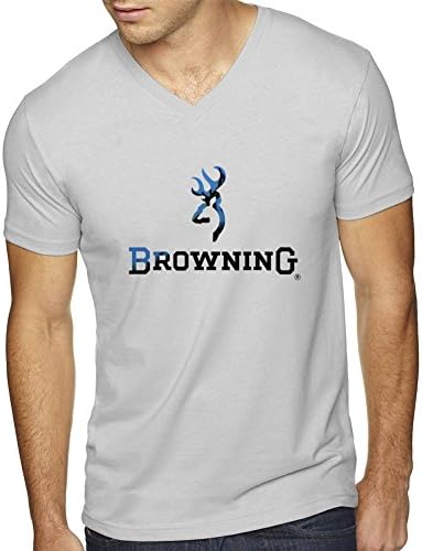 YIZIMI Browning Logo V-neck Ultimate Short-Sleeve Poly Cotton Men's T-shirt