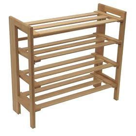 <b>Winsome Wood Foldable 4-Tier Shoe Rack, Natural</b>