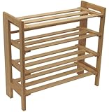 Winsome Wood Foldable 4-Tier Shoe Rack, Natural