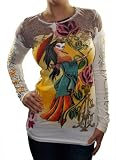 CHRISTIAN AUDIGIER Ed Hardy Double Long Sleeve Tattoo Womens Shirt