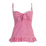 Bikini Set Tankini Gingham Pink
