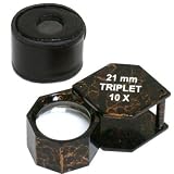 10X Triplet Hexagon Loupe Jewelers Eye Magnifier 21mm