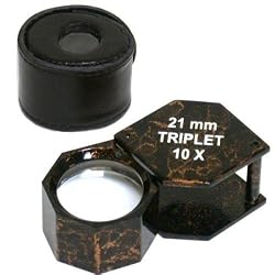 10X Triplet Hexagon Loupe Jewelers Eye Magnifier 21mm