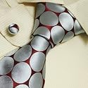 Silver polka dots tie for men silver anniversary gifts discount silk tie cuff links set A1090
