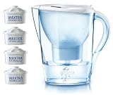 BRITA Marella Cool White Water Filter Jug + 4 Maxtra Cartridges
