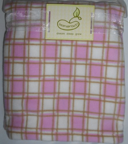 Baby Nursery Pink and White Squares Fleece Blanket