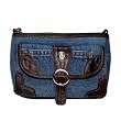 Blue Denim Purse / Handbag with Genuine Leather made from Vintage, Used Denim