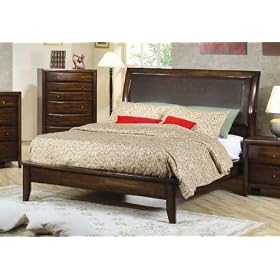 Hillary Queen Platform Bed With Vinyl Headboard by Coaster