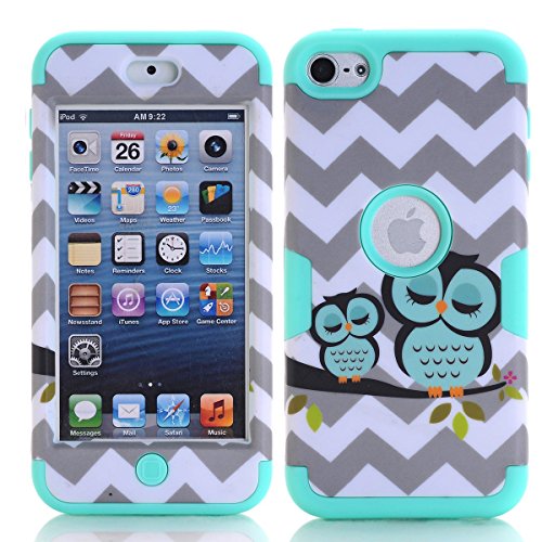 iPod Touch 6 Case ,SAVYOU iPod 6 Wave Owl 3 in 1 Shield Hybrid Series Hard Case Cover with Soft Silicone Inner Case for Apple iPod Touch 6th Generation (Green)