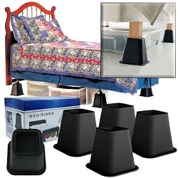 4 Pack of Black Bed Risers - 6 Inches - As Seen on TV (fls)