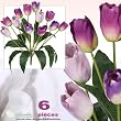Six 19" Artificial Tulip Flower Bushes in Beauty and Purple for Home, Garden and Wedding Decoration