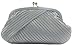 Silver Satin Evening Purse - Clutch with High Quality Rhinestone