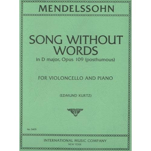 Mendelssohn Felix - Song Without Words in D Major Op. post. 109 Cello and Piano by Edmund Kurt