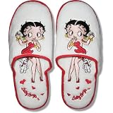 Betty Boop Bad Dog Women's White Terrycloth Slippers