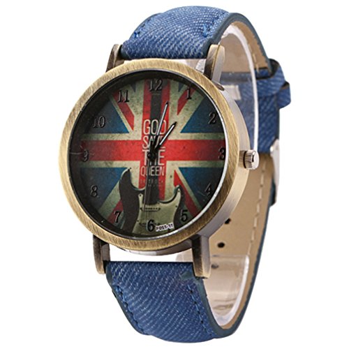 UK British Union Jack Flag Watch Blue Jean Color Design Band Watch:GB-DB