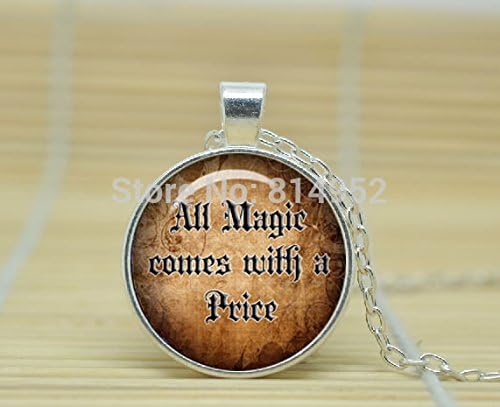 Lawrence Painting Glass Cabochon Necklace Once Upon A Time Jewelry All Magic Comes With A Price Necklace Captain Hook Swan Evil Queen A3490