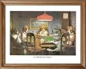Dogs Playing Poker At Table Animal Picture Oak Framed Art Print #1
