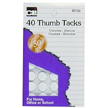 Charles Leonard Thumb Tacks - White On Safety Cards - 40/Card, 83535