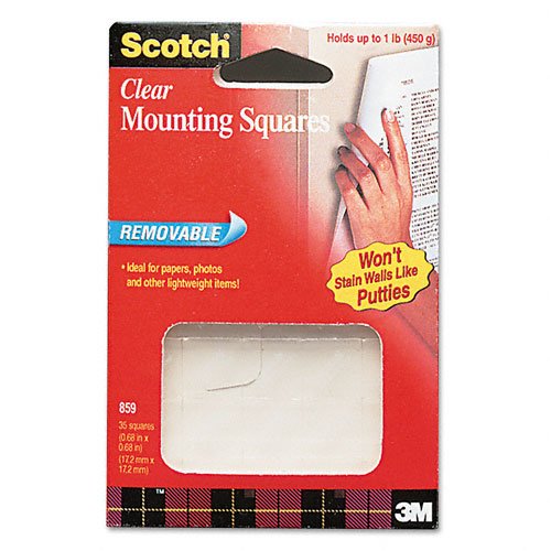 ScotchÂ® Mounting Squares, Precut, Removable, 11/16 x 11/16, Clear, 35/pack