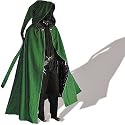 Mittelalter-Zipfelcape mit Kapuze, Schurwolle, grün, Freesize