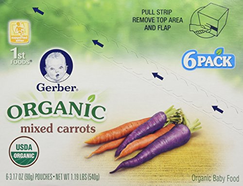 Gerber Organic 1st Foods Mixed Carrots, 3.17 oz Pouch (Pack of 12)