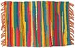Durable Hand Woven 100% Cotton Colorful Multi Colored Striped Rag Placemat 12x18 Inches Set / 6