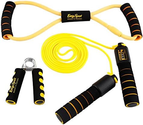 Adjustable Counter Jump Rope, Light Skipping Rope for Exercise, Weight Loss &amp; Healthy Life (Hand Grip &amp; Yoga Resistance Band Are Included)