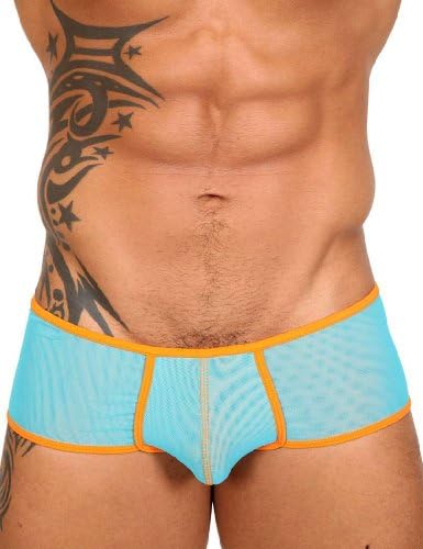 Pistol Pete PP-UT524-665-Prism-Sheer 2 Layer Mesh Trunk Boxers-Aqua-Orange-Extra Large
