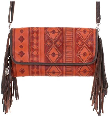 Double J Saddlery Women's Rustico Orange Sunset Leather Clutch Purse SC48