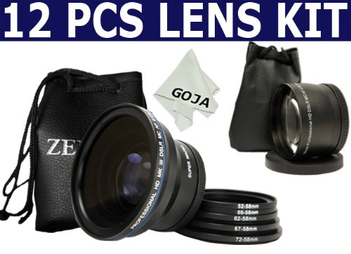 Cheap 12 Pcs KIT For CANON EOS 40D 50D 70-300MM IS LENS and ANY Digital SLR Camera with a 58MM Filter Thread!, Includes: + 0.43x 58MM HD Super Wide Angle Lens With Macro Portion + 58MM 2.5x Telephoto Lens + 1 Ultra Fine Microfiber Cleaning Cloth GOJA Logo + More!