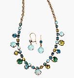 Avon Teal Rhinestone Collar Necklace and Earring Set