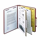 Smead Classification File Folders with SafeSHIELD Fasteners, Letter Size, 2/5 Right Of Center Tab, 2 Dividers, Red, 10 Per Box (14075)