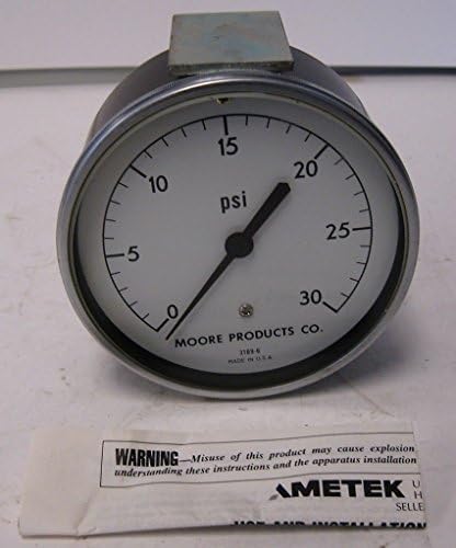 US Gauge Moore Products Ametek Model 3189-6 0 to 30 PSI Pressure Gauge