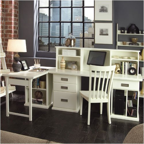 Riverside Furniture Basics Office Series Basics L - Shaped Office Set in Quest White