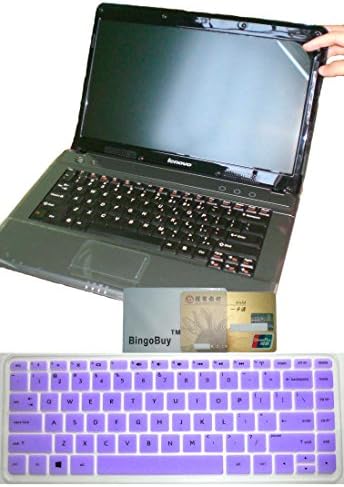 BingoBuy 2-in-1 High Quality Ultra Thin Soft US Layout Keyboard Skin Cover + 13.3'' anti glare & anti fingerprint & anti scratch Screen Protector (only cover visible screen part like ads, length 293mm x width 165.5mm) for HP Split x2 13-m***, 13-g***, 13-p***, 13-r***, 13-a***, Stream 13-c*** series such as 13-a010dx, 13-a012dx, 13-m110dx, 13-m010dx, 13-g110dx, 13-p120nr, 13-r010dx, 13-r050ca, 13-r030ca, 13-c010nr Laptop with BingoBuy Card Case for Credit, Bank, ID Card (semi-purple keyboard skin)