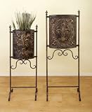 Antique Touch of Celtic Designed Metal Flower Planter Set of 2 in Oxidize Finish