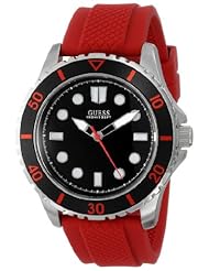 GUESS Womens U0245G6 Sporty Red Silicone Watch