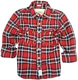 Abercrombie & Fitch Mens Timber Falls Plaid Flannel Shirt, Red