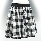 (フォーエバー21)FOREVER21 裾レースチェック柄スカート [lace hem plaid skirt] ホワイトXブラック S 並行輸入品