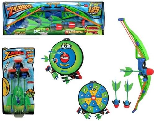 Z Curve Bow Set + 1 Double Sided Target + 3 x Z Ammo Arrows (125 feet age 8+)