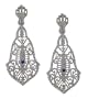 Antique Style Sterling Silver Filigree Sapphire Drop Earrings