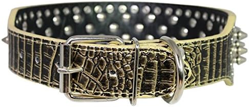 2 Inch Width Punk Style Leather Spikes Studded Rivet Pet Dog Collar (Navy green, S)