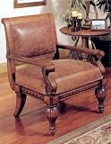Review Furniture On The Web  / Medium Brown Finish Upholstered Accent Chair