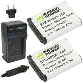 Wasabi Power Battery and Charger Kit for Sony NP-BX1 and Sony Cyber-shot DSC-RX1, DSC-RX100, HDR-AS10, HDR-AS15