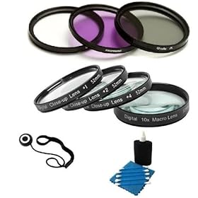 SAVEoN 52mm Filter Kit Bundle For Panasonic Lumix DMC-FZ150K DMC-FZ150 DMC-FZ200 DMC-FZ200K DMC-G5 DMC-G5K DMC-G5KS Digital Camera Includes 52mm Multi-Coated 3 PC Filter Kit (UV, CPL, FLD) + Close Up Kit +1 +2 +4 +10 + Lens Cap Keeper + Camera Cleaning Kit